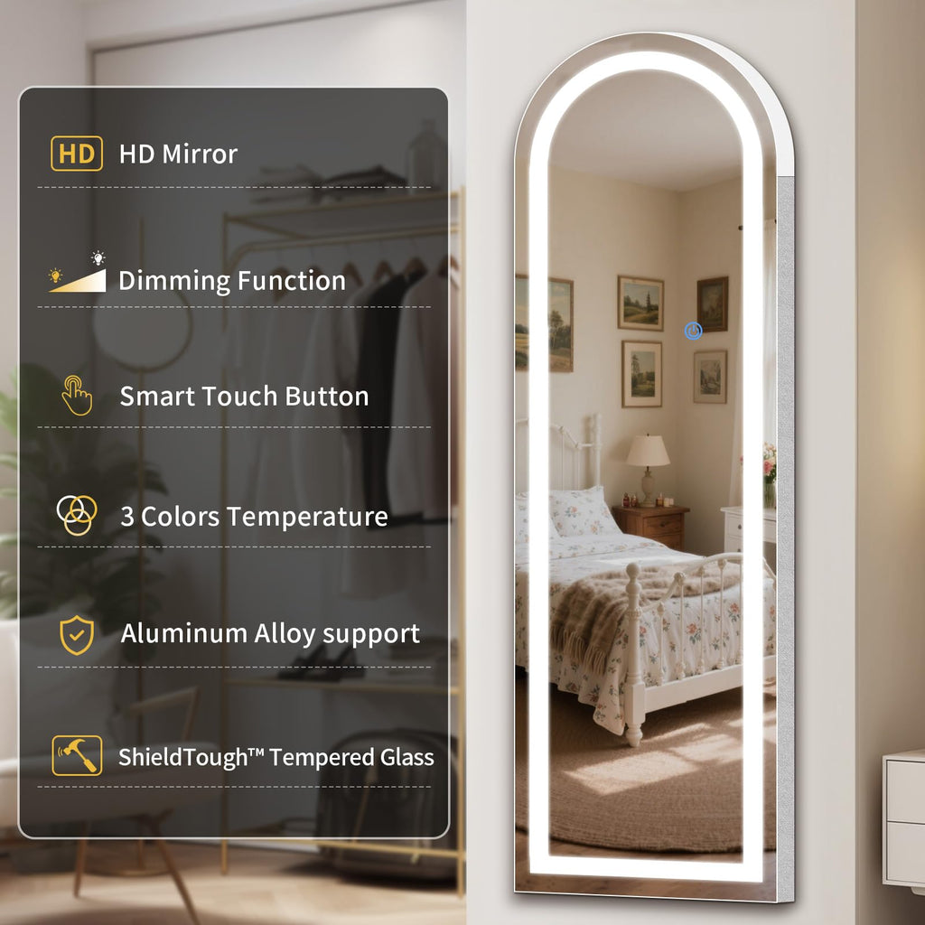 Arch Full Length Standing Mirror with LED Lights