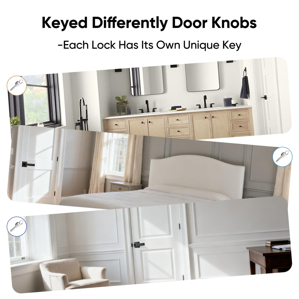 Exterior Door Handle, Heavy Duty Door Lock, 6 Pack Black Door Handle Sets