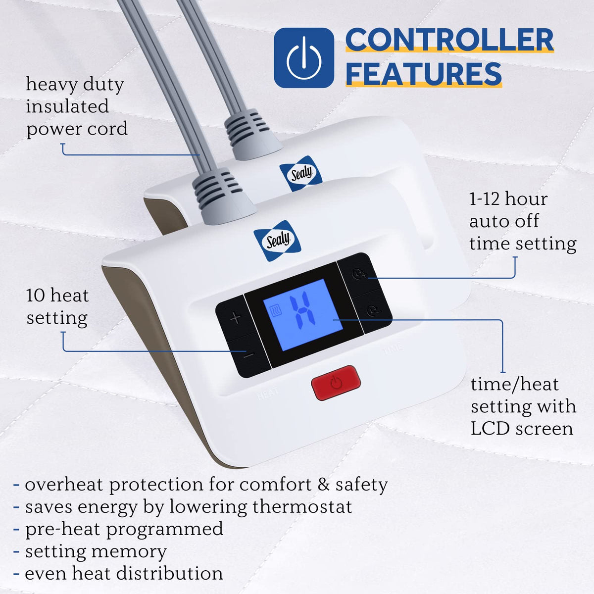 Heated Mattress Pad King Size Dual Control with 10 Heat Settings