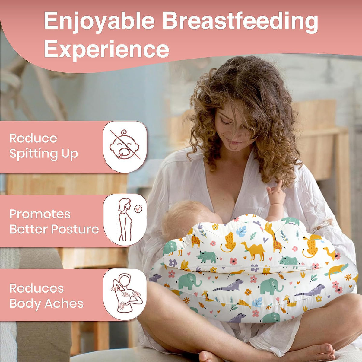 Nursing Pillow for Breastfeeding, Breast Feeding Pillow with Security Fence for Enhanced Comfort, Baby Registry
