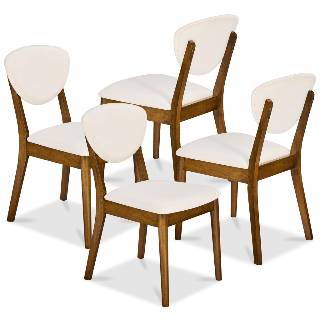 Wooden Dining Chairs, Wood Mid-Century Modern Upholstered Side Chairs, Farmhouse Cushioned Dining Chairs Set of 4