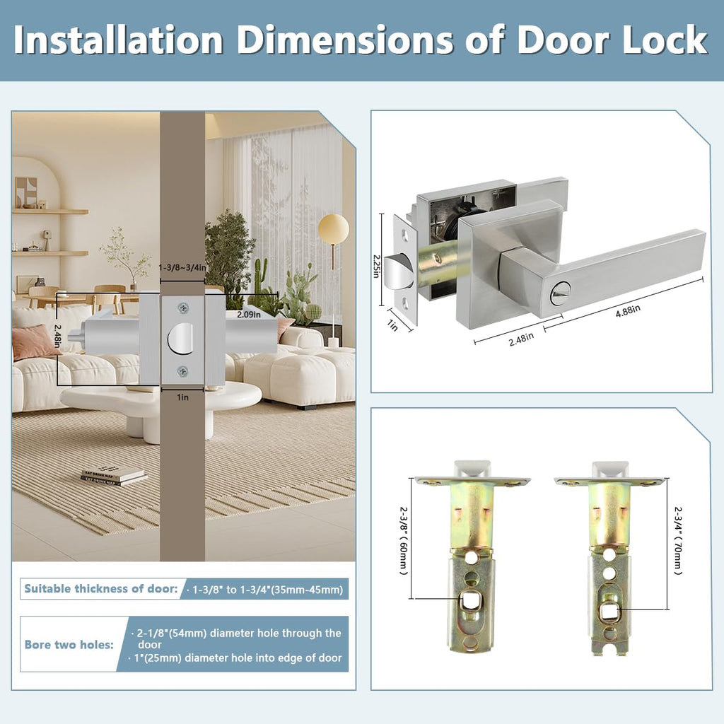 5 Pack Satin Nickel Privacy Interior Door Levers