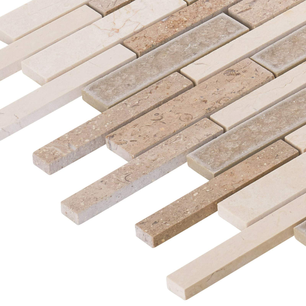 TDH462NS-10 Beige Sand Sina Pearl Crema Marfil Marble Stone Crackle Glass - 10 Pack Modern Mosaic Tile Backsplash
