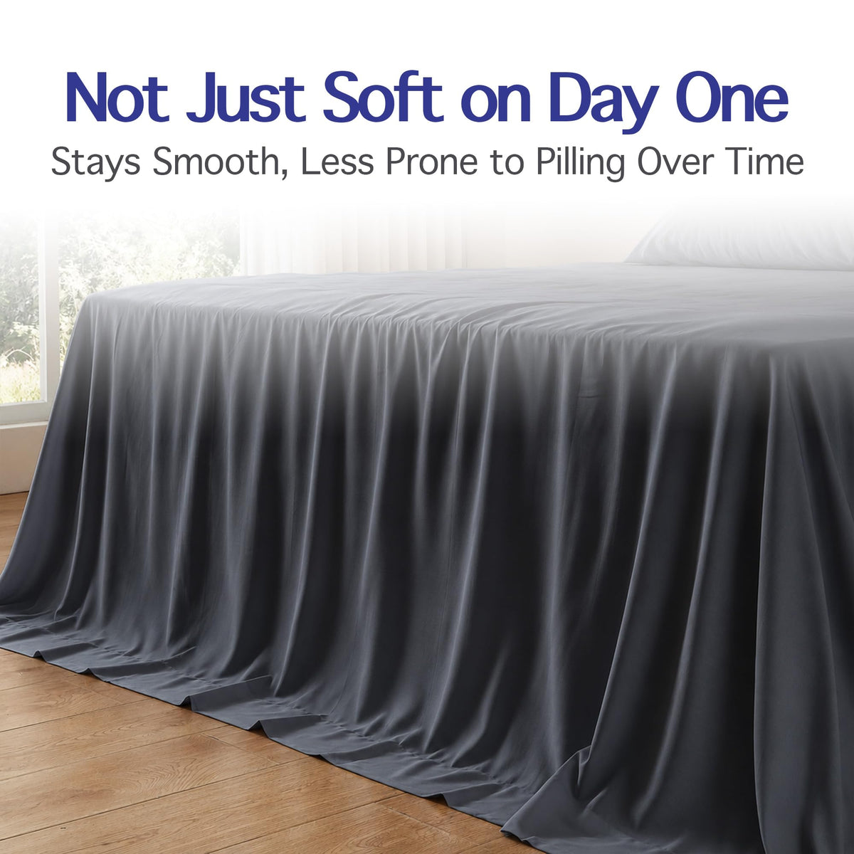 100% Viscose from Bamboo Sheets, Deep Gray 4-Piece