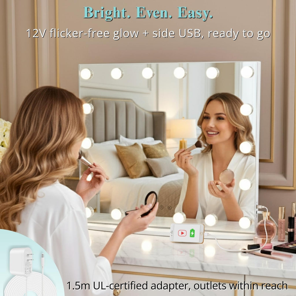 Vanity Mirror with Lights, 23.6" Hollywood Makeup Mirror White
