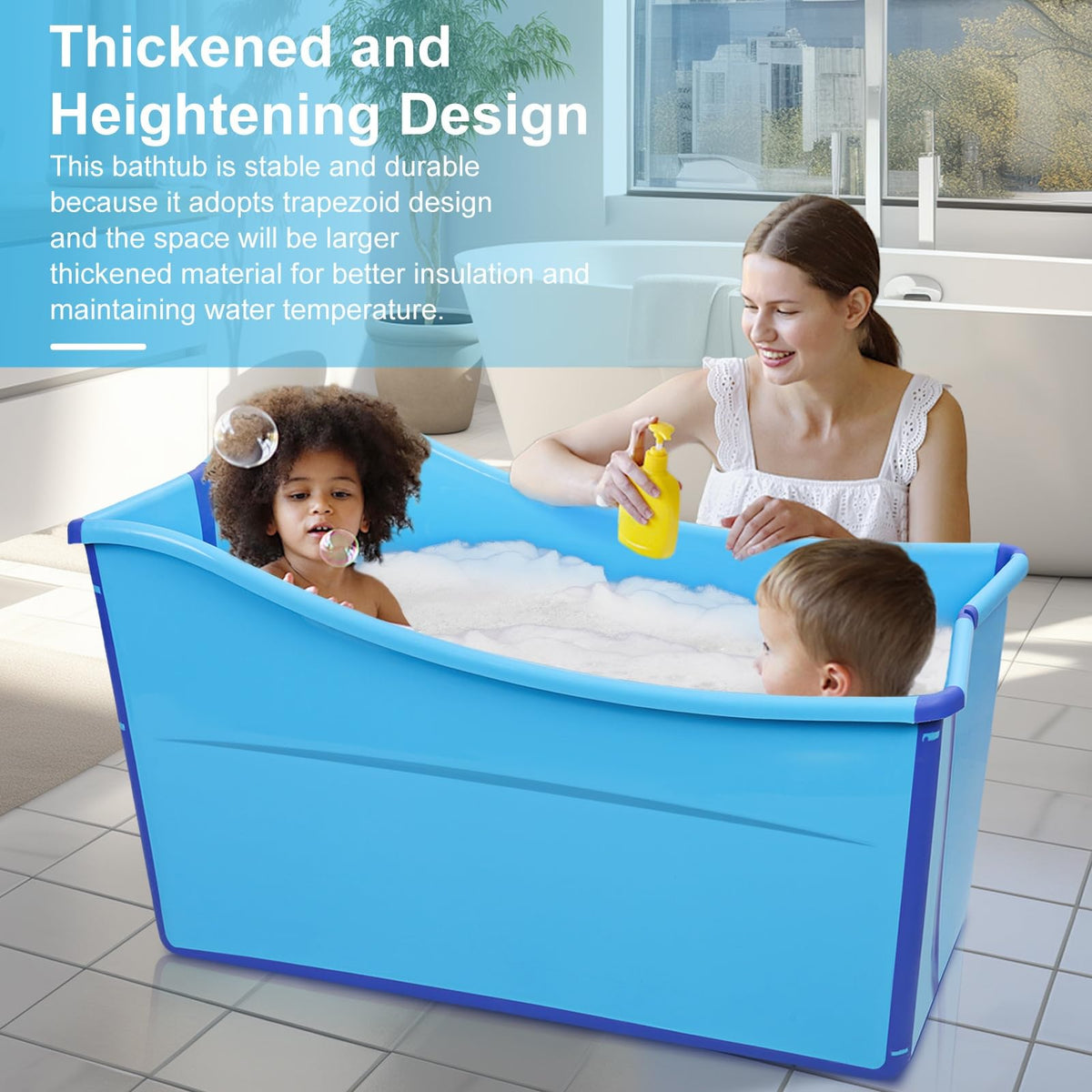 39" Foldable Bathtub, Large Folding Tub for Kids