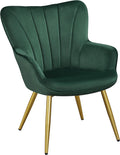 Velvet Wingback Accent Chair with Metal Legs for Vanity or Living Room