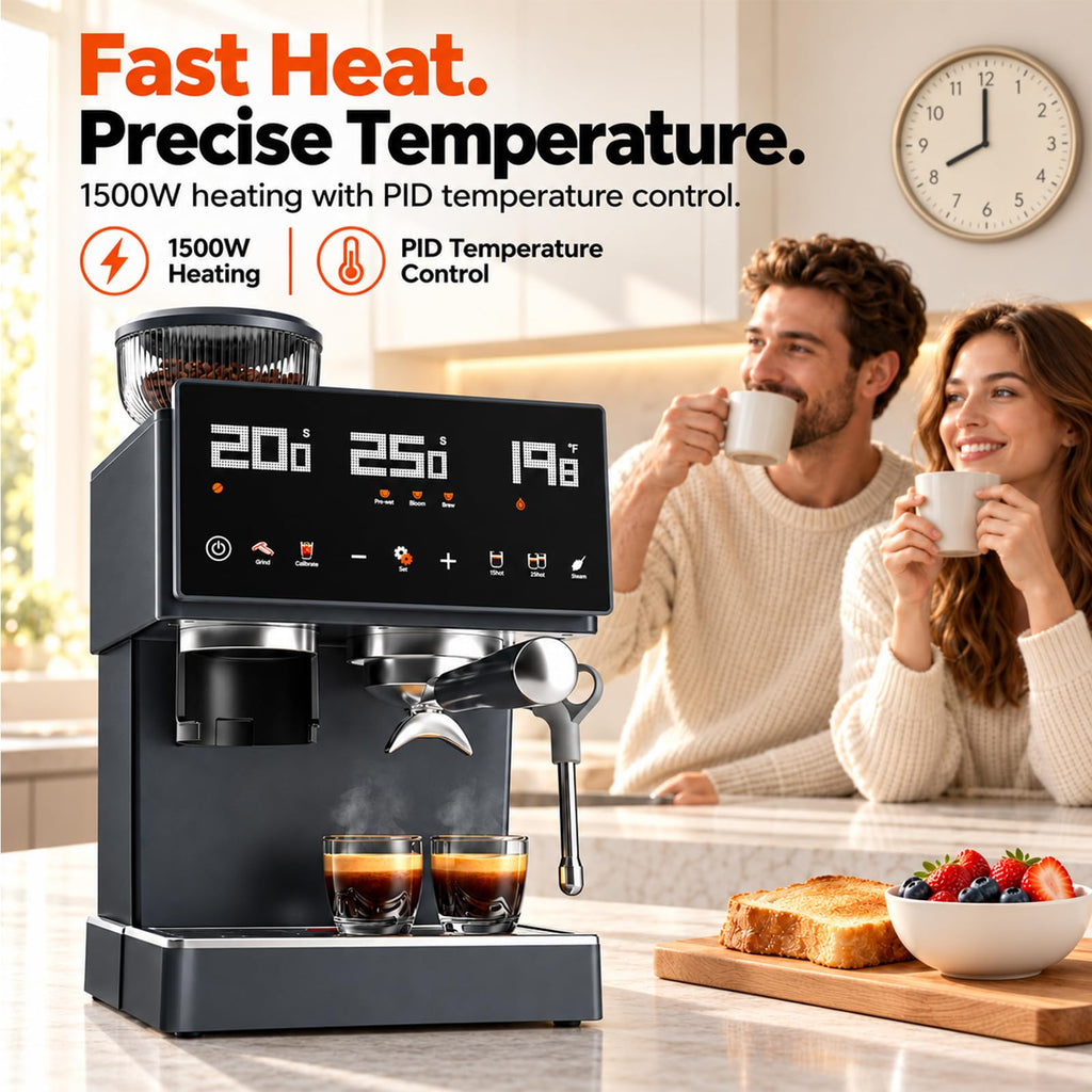 Espresso Machine with Grinder, 1500W, 40 Grind Settings