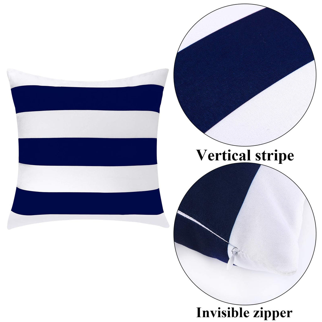 Pack of 4 Waterproof Pillow Covers Throw Pillowcases Square Cushion Case Sofa Couch Furniture Decoration, Navy