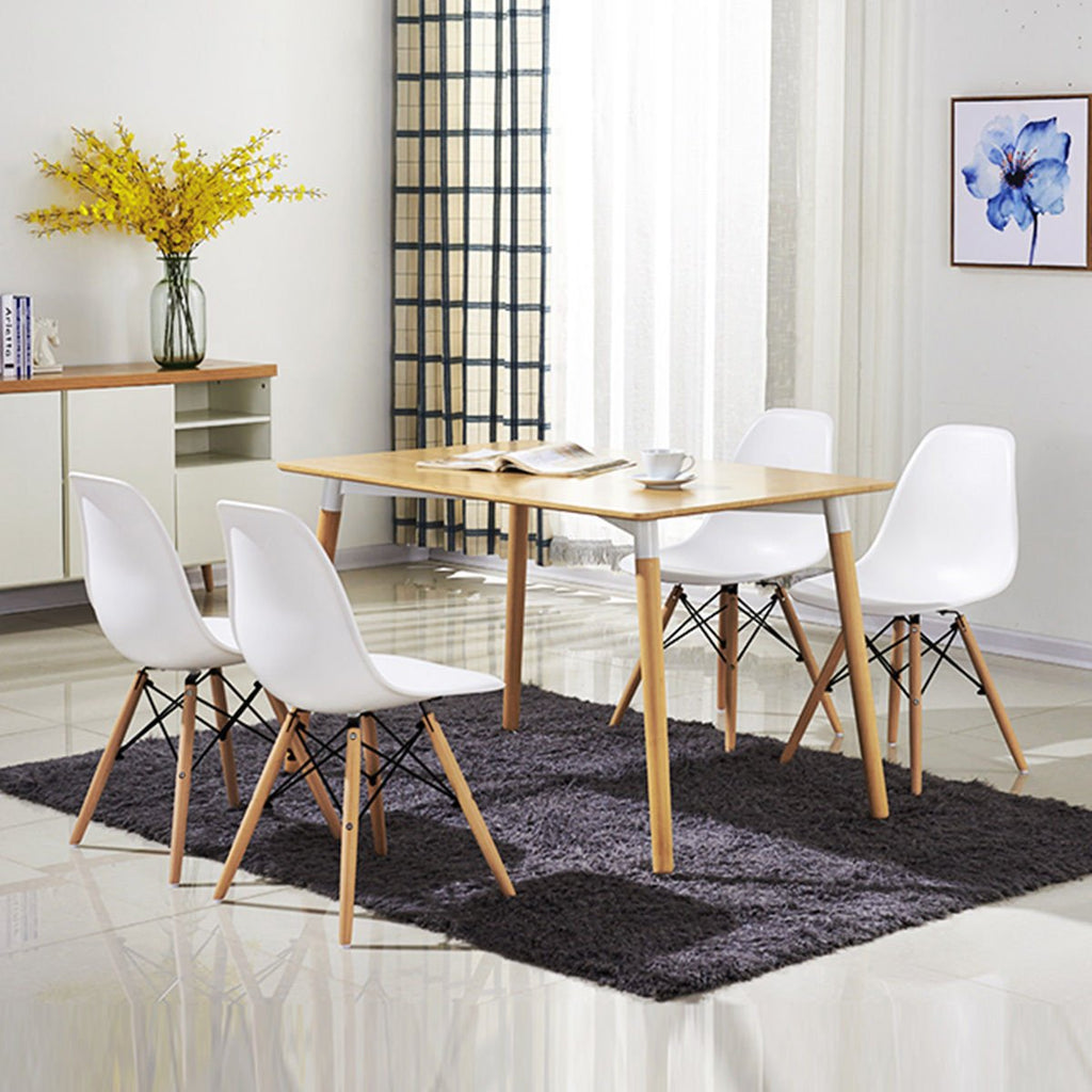 Inspired Eames Style Dinning Chair Set of 4, Mid Century Modern Eiffel DSW Shell Molded Plastic Chair, Dining, Living Room