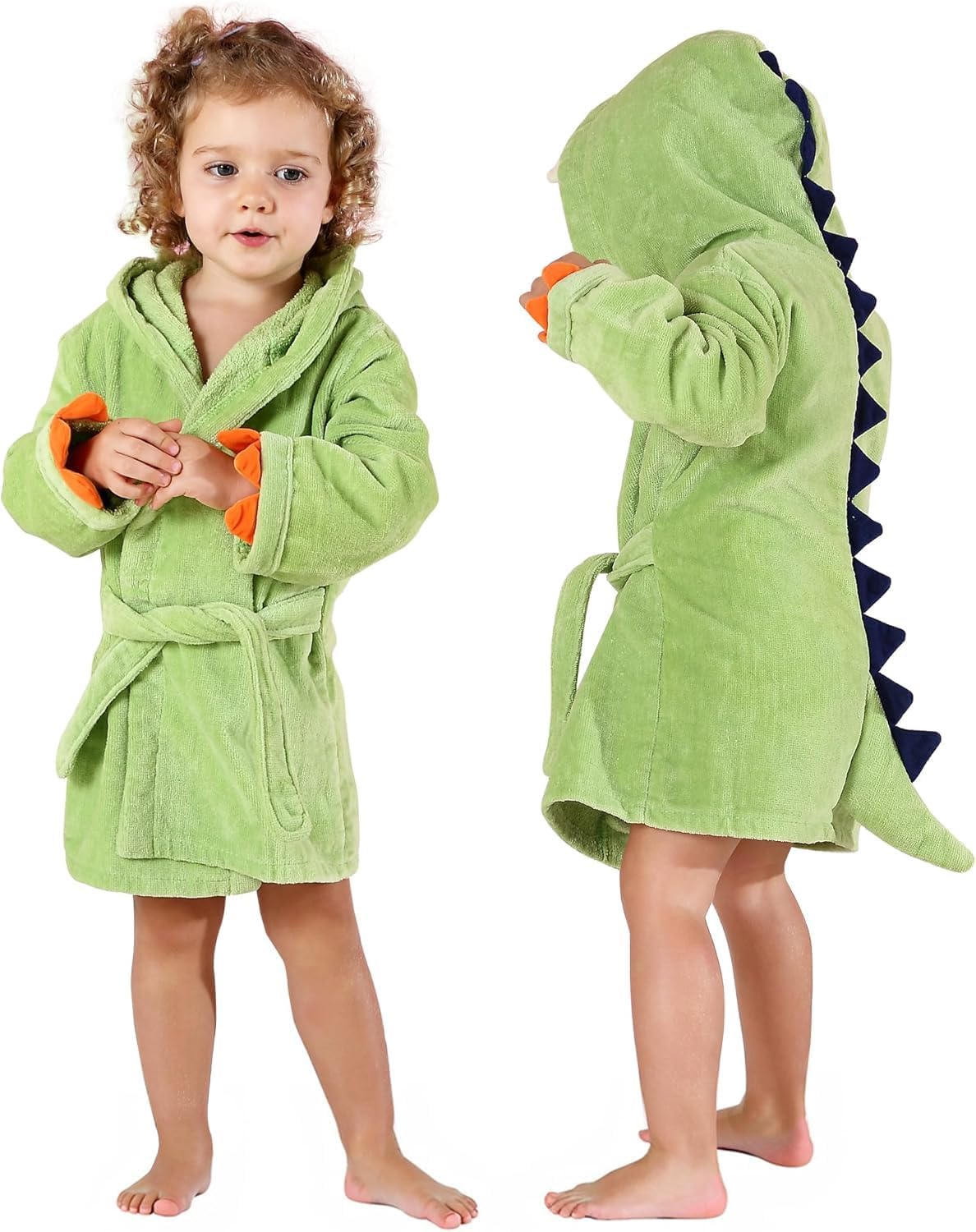 Girls Boys Robe Cotton Towel Baby Dinosaur Style Hooded Bathrobe