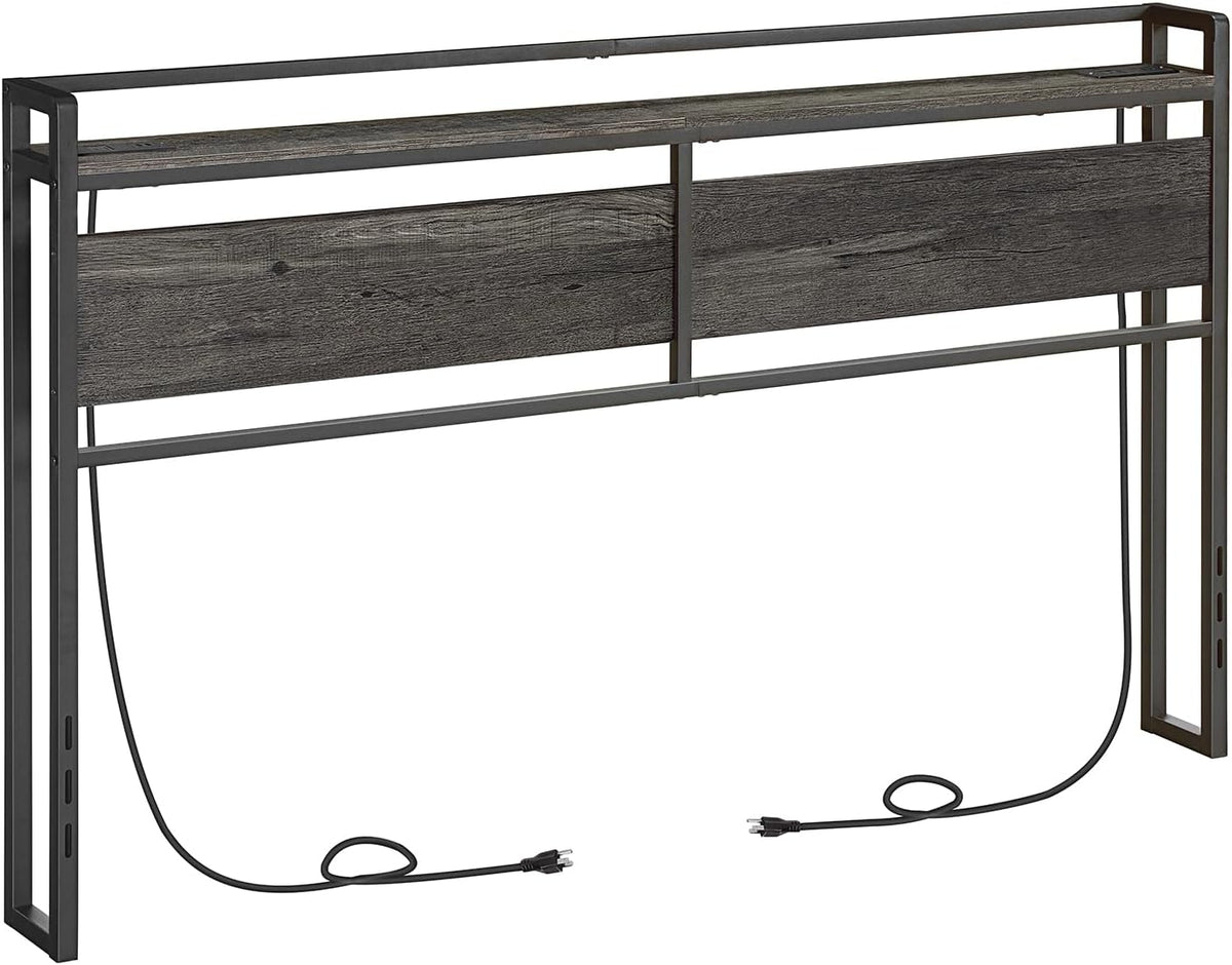 Adjustable King Headboard with Two Outlets and Four USB Charging Ports