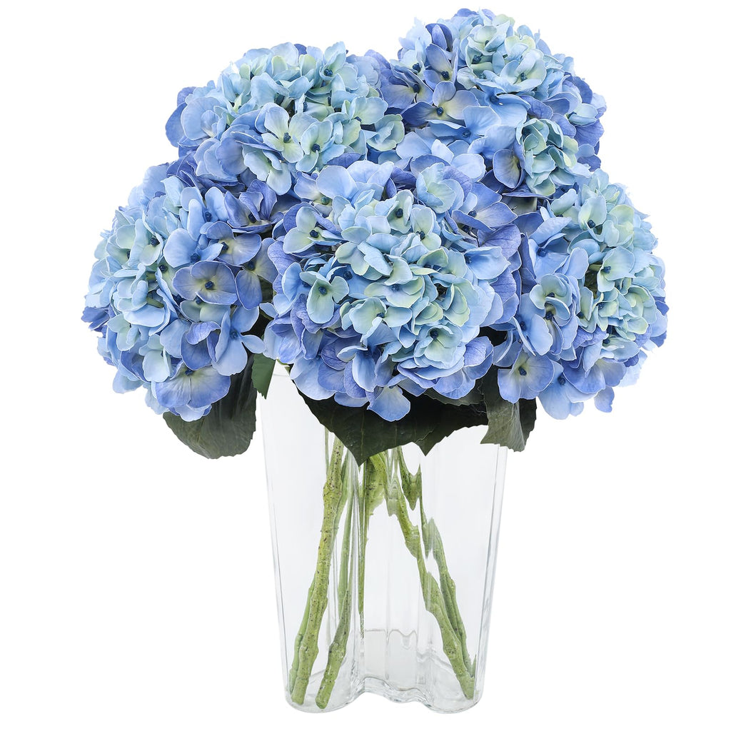 3pcs Lush Real Touch Hydrangea Artificial, Blue