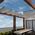 4' x 12' Retractable Sun Shade Canopy Cover Sliding Wave Shade Sail for Pergola Patio Deck Yard Gazebo Outdoor (Light