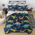 7 Pieces Dinosaur Comforter Kids Jungle Dinosaur Bedding Set Bed in A Bag for Boys T-Rex Dino Comforter and