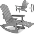 Adirondack Rocking Chairs, Adirondack Chair with Footrest, Grey | 5- Level Adjustable Backrest, Retractable Ottoman &