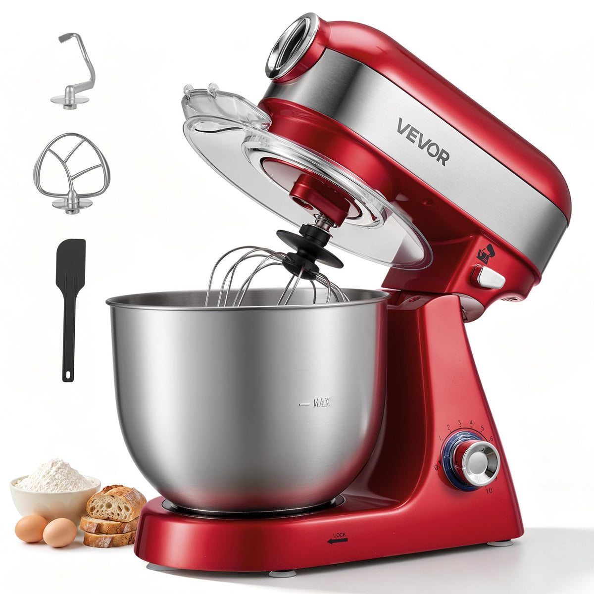 5.3 Qt Tilt Head Stand Mixer 400W Metal Electric Dough Mixer