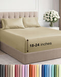 Extra Deep Cal King Sheet Set - 6 Piece Breathable & Cooling Sheets - Beige