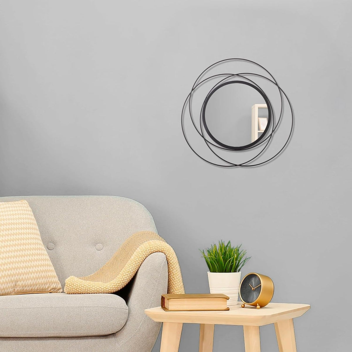 Black Circle Mirror Wall Decorative Metal Wall Mirror, Art Small Round Wall Home Mirror, Decor Living Room Bedroom