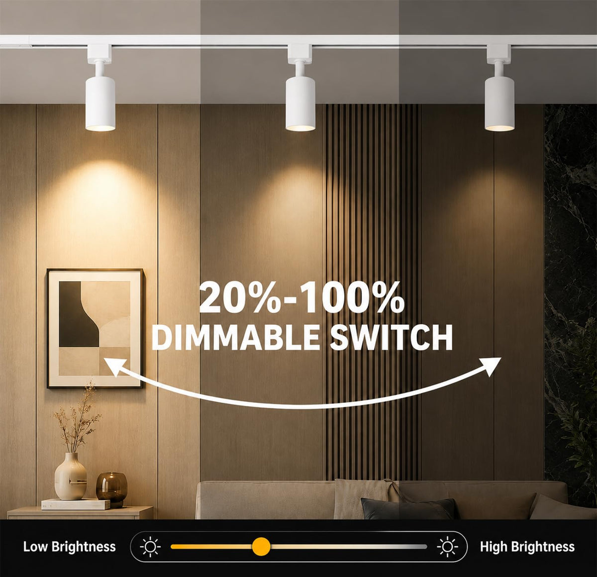 Plug in Track Lighting Dimmable with Power Cord, 6-Light Track Lighting Kit with 6.6FT H Type Track Lighting