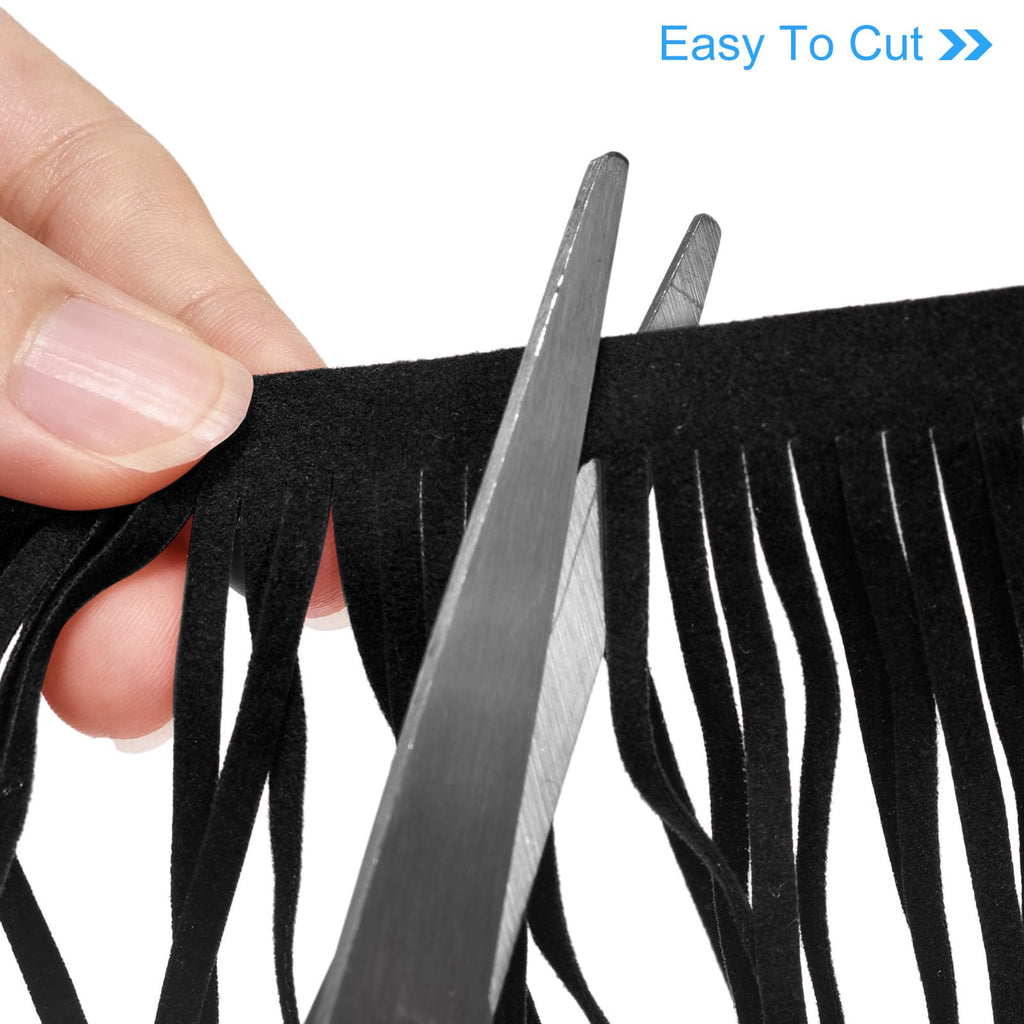 12 Inch PU Leather Suede Fringe Trim Double Side Leather Sewing Tassel Fringe for DIY Sewing Dress Crafts - 2 Yards