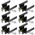 Exterior Door Handle, Heavy Duty Door Lock, 6 Pack Black Door Handle Sets