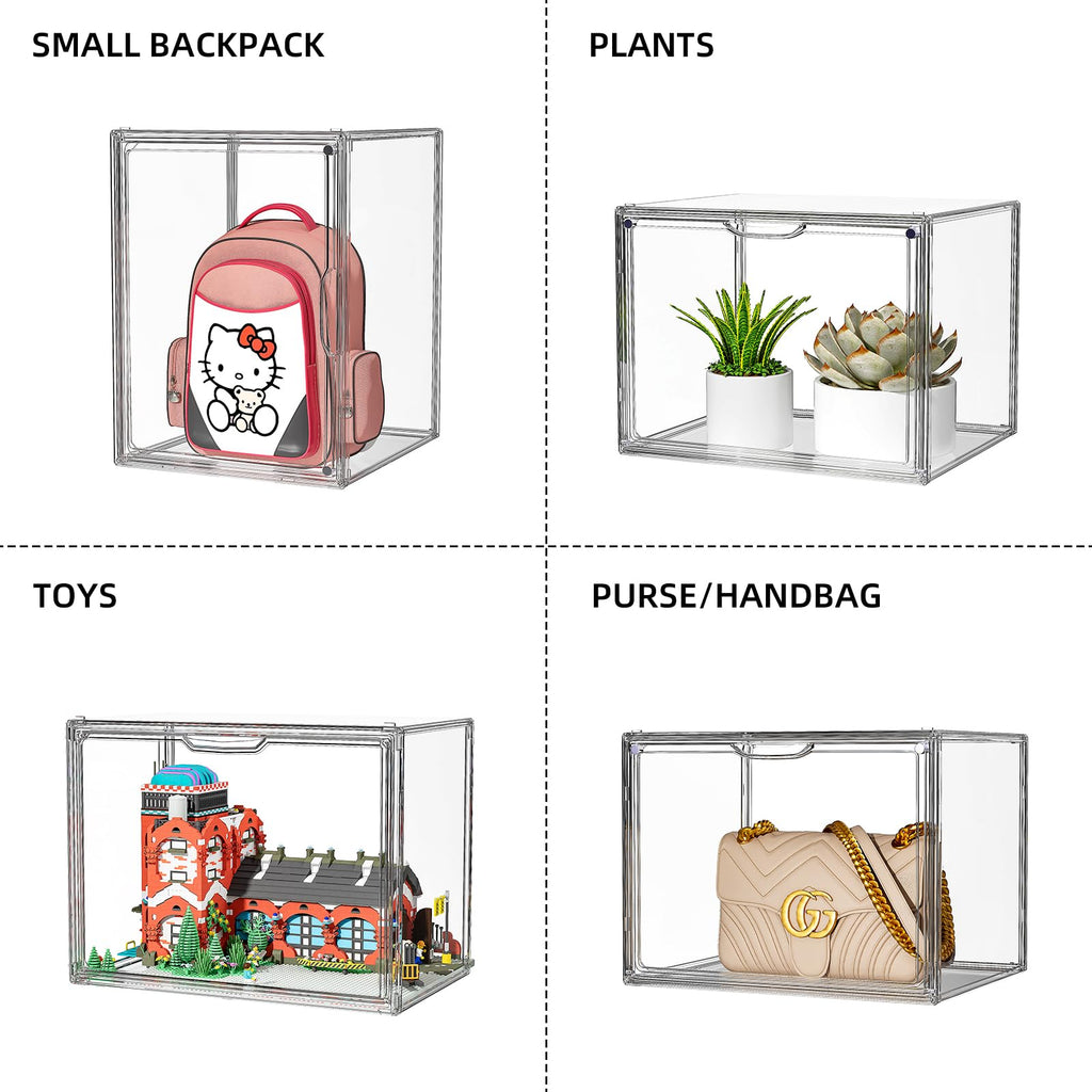 Clear Purse Organizer for Closet, 5 Pack Handbag Storage Organizer, Acrylic Display Case for Collectibles , Stackable