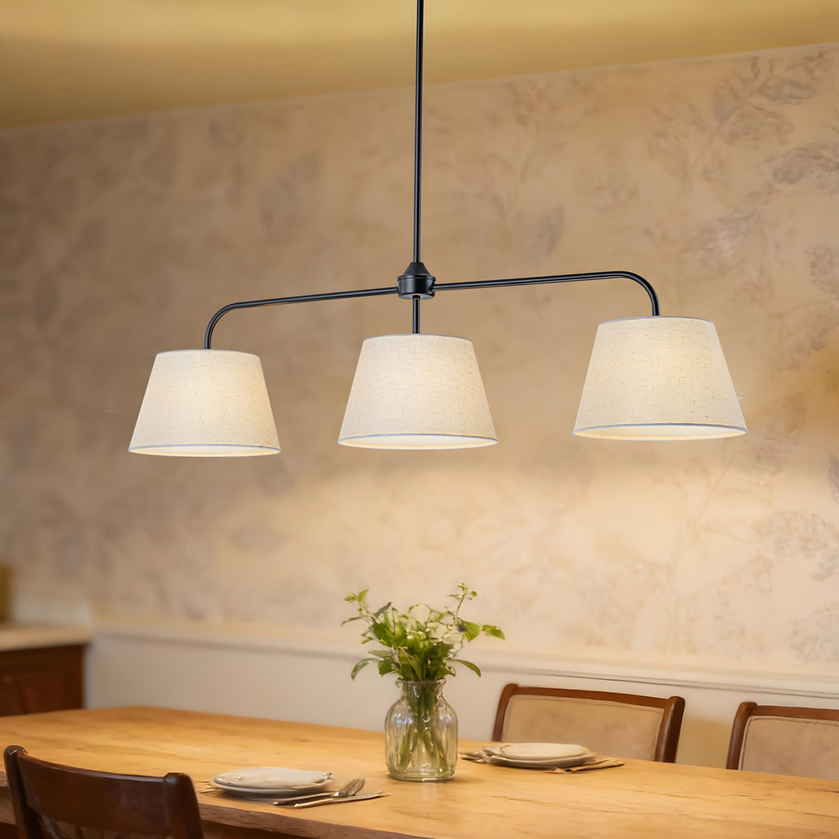 40" Linear Chandeliers, Black Kitchen Island Lighting