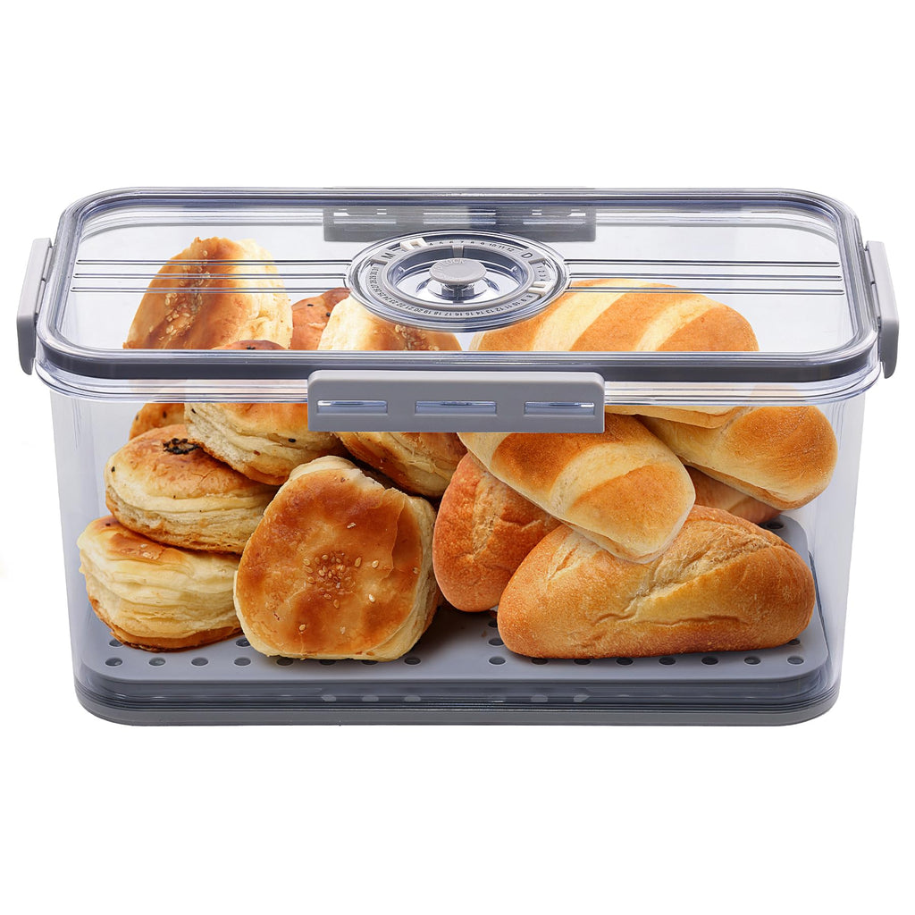 Made Bread Boxes Counter Airtight, Time Recording Bread Storage Container with Lid, Bread Containers Storage Airtight
