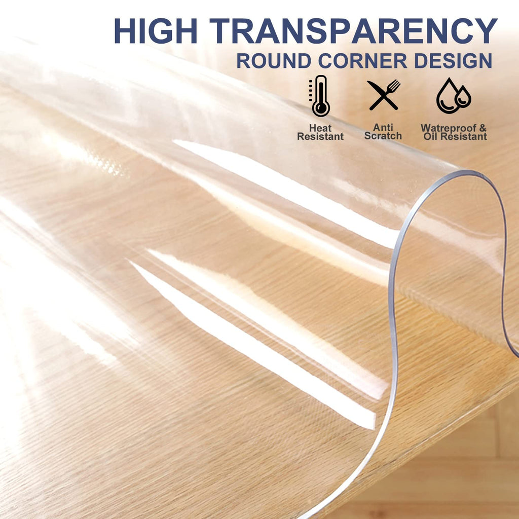Clear Plastic Protector Wood Furniture Table Topper Protective Cover Dining Living Room Countertop Thick PVC