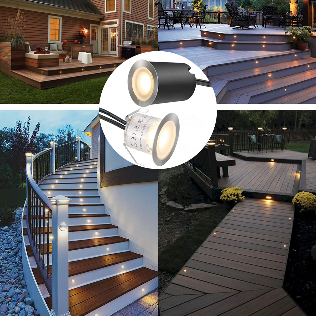 Recessed LED Deck Light Kits with Protecting Shell φ32mm, Outdoor LED Landscape Lighting IP67 Waterproof,12V Low