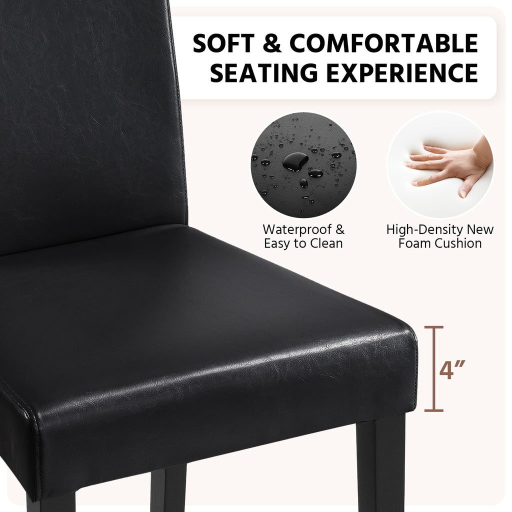 Set of 4 Upholstered Kitchen Chairs Black