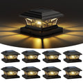 8 Pack Solar Post Cap Lights Outdoor Waterproof, Dual Light, Black