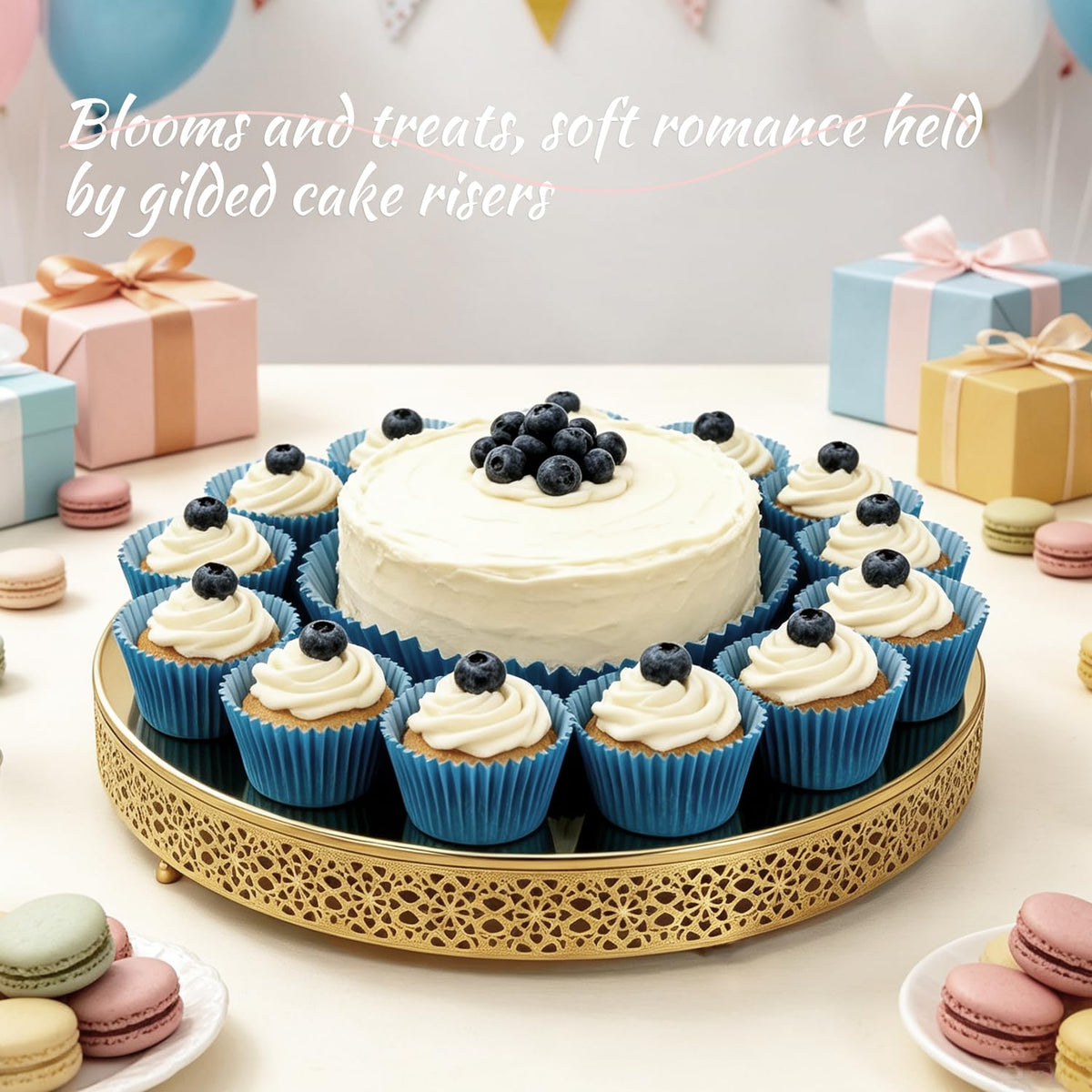 Cake Stand, Metal Round Cupcake Dessert Stand Cake Display Holder Cookies Fruit Serving Tray Decor for Wedding Party