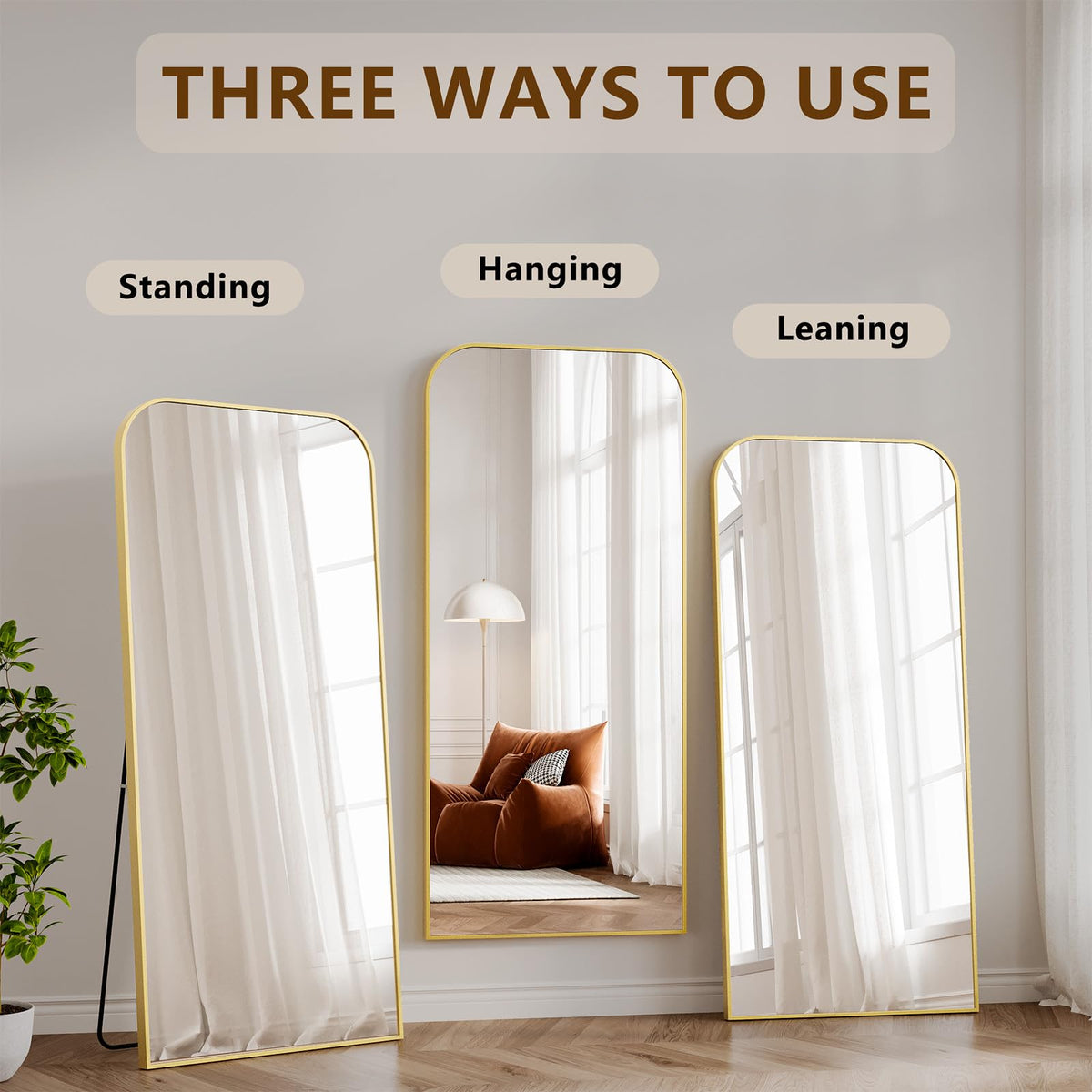 Full Length Mirror, 65"x24" Mirror Full Length with Stand