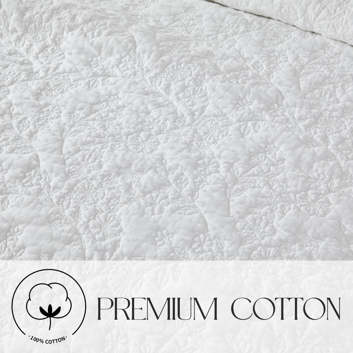 White Quilts Cotton Matelasse Coverlet Set Cottagecore Bedding Ruffle Bedspread Set 3-Piece