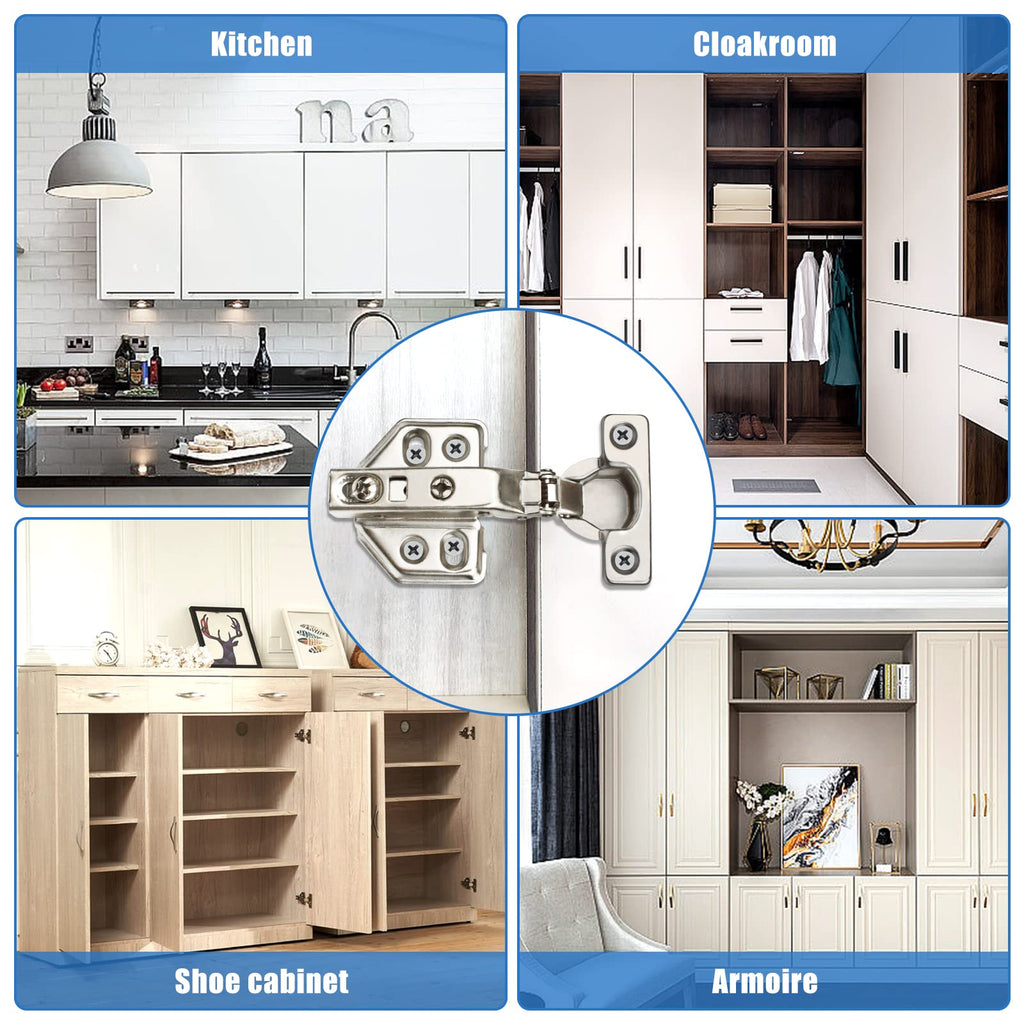 10 Pack 35mm Soft Close Cabinet Hinges, Concealed Full Overlay Hinge