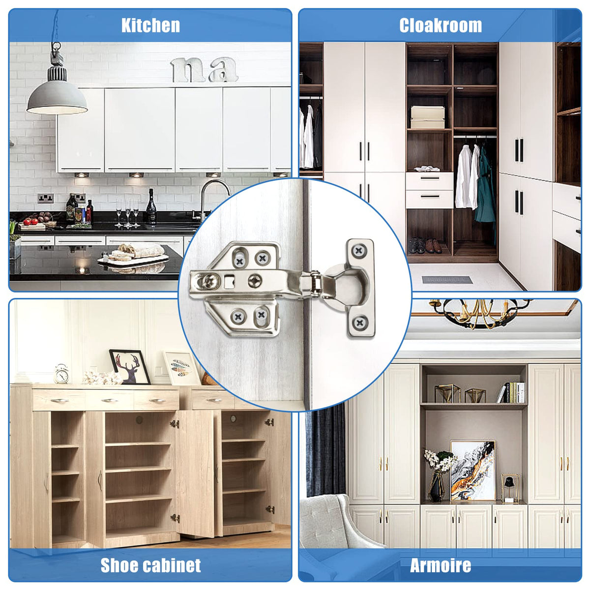 10 Pack 35mm Soft Close Cabinet Hinges, Concealed Full Overlay Hinge