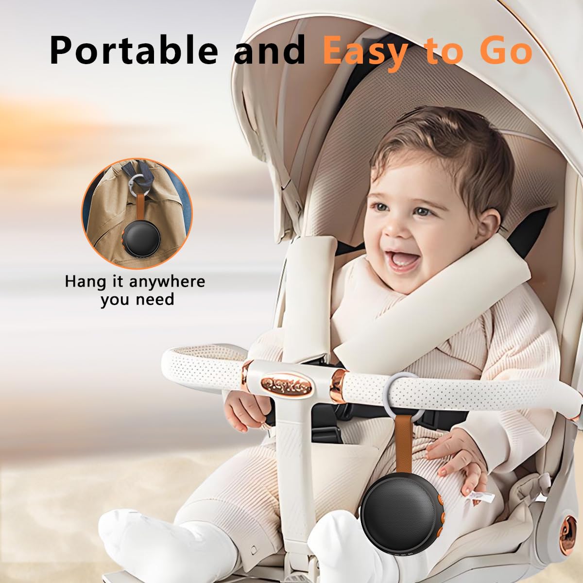 Portable White Noise Machine Sound Machine Small with 32 Volume Levels 30 Sleep Soother Rechargeable Travel Sound