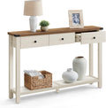 Console Sofa Table, Narrow Entryway Table with 3 Drawers, Open Storage Shelf, Metal Corners, , Farmhouse