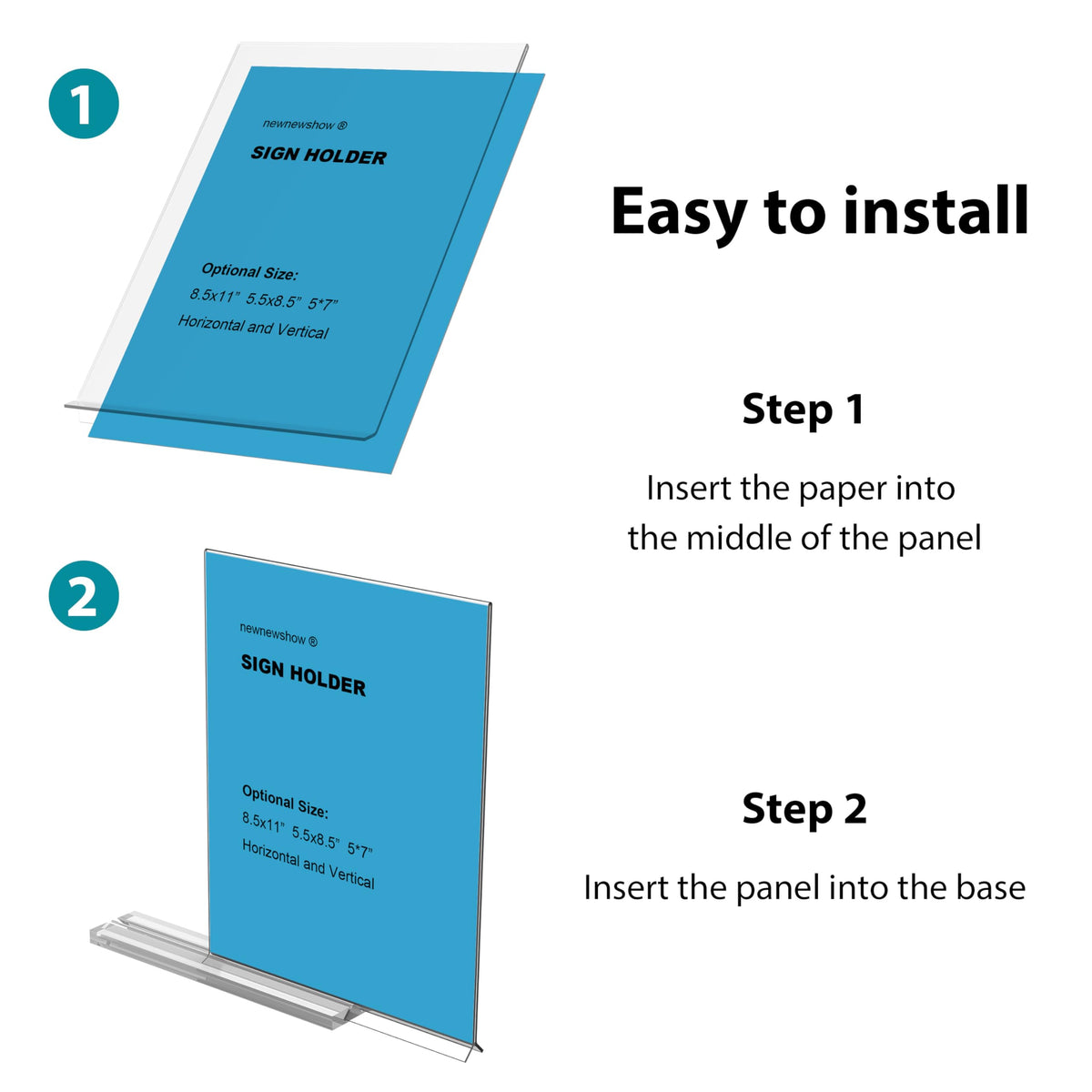 5"x7" Acrylic Sign Holder 6 Pack Vertical T Shape Double-Sided Desktop Display Holder