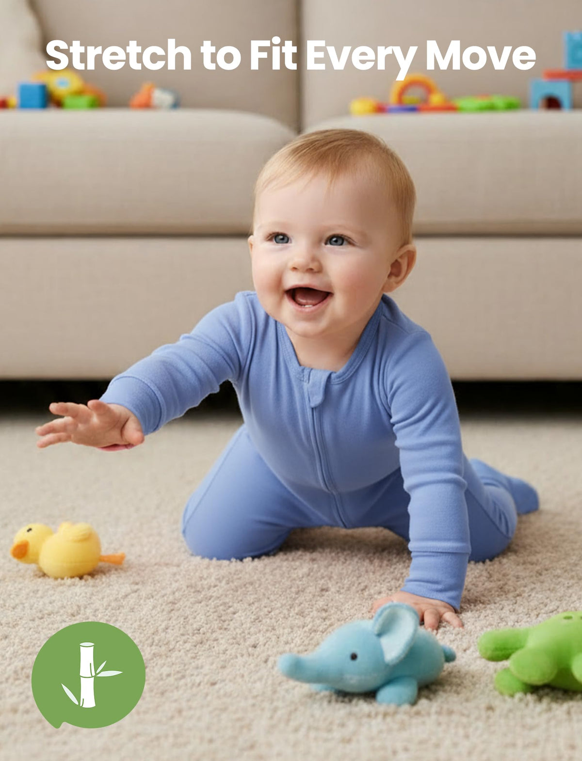 Baby Footies Boys Girls - Bamboo Viscose - 2 Way Zipper & Non-Slip Soles Romper Mitten - Footed & Footless Infant