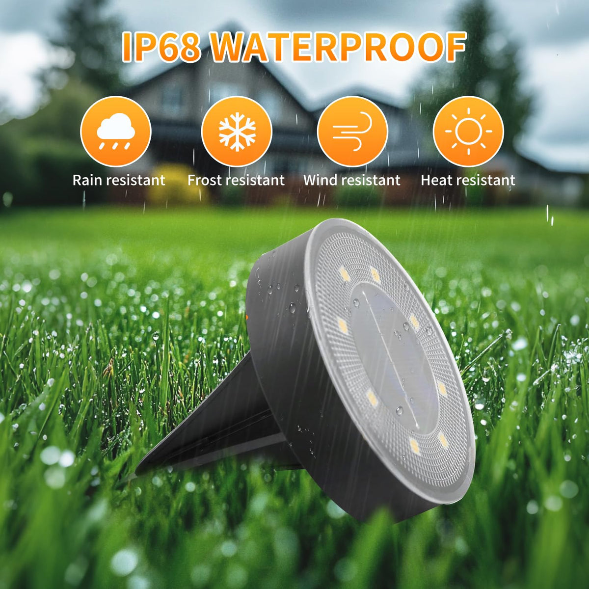 Ground Lights 12 Pack, IP68 Waterproof Solar Disc Lights for Outdoor, Flat Garden Light, In-Ground Light, Landscape