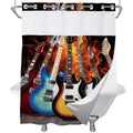 Vintage Funny Guitar Theme No Hook Waffle Weave Shower Curtain with Snap in Liner Cool Western Aesthetic Funky