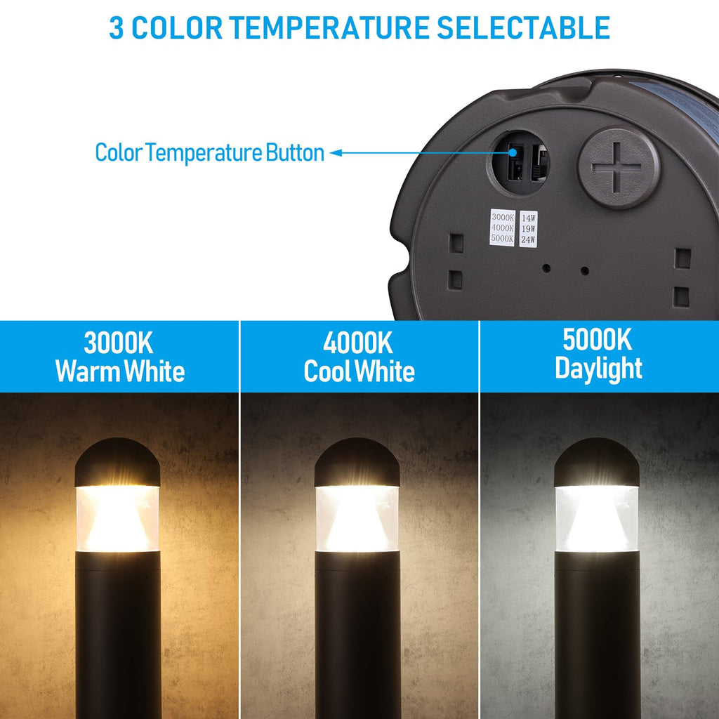 3CCT LED Bollard Landscape Pathway Light, 43", Beam-Focus