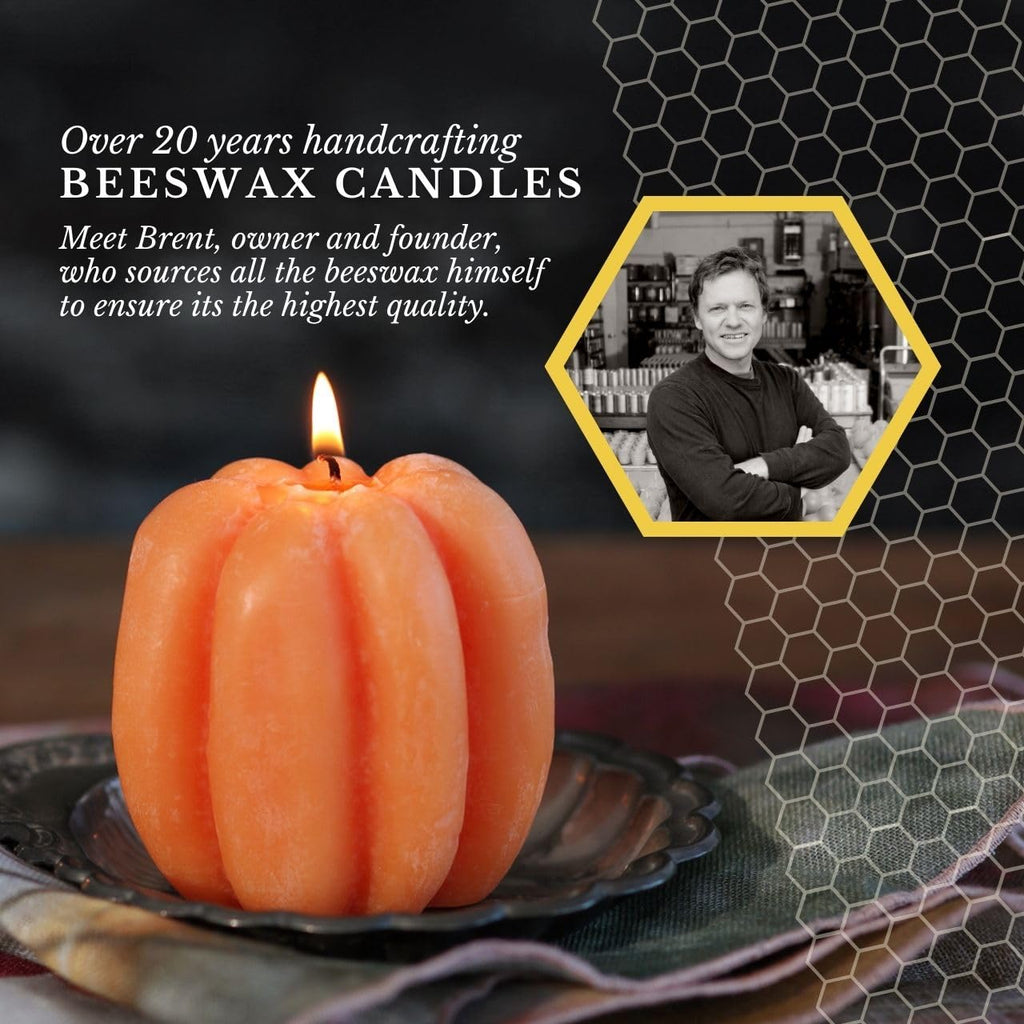 Beeswax Pumpkin Candle, Orange (3 x 3.25in)