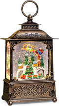 Christmas Snow Globes Lantern with Music, Winter Village Scene Snow Globes with Swirling Glitter Effects, USB/Battery