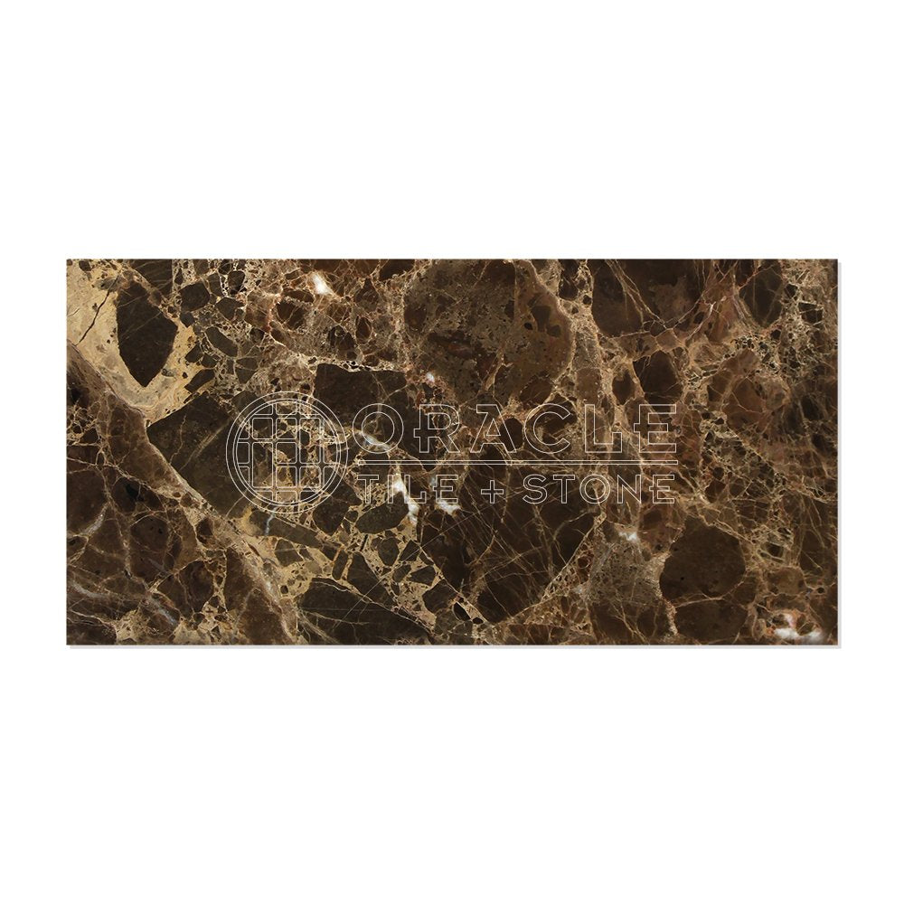 Emperador Dark Spanish Marble 6 X 12 Subway Field Tile, Brown, Polished, 1 Count, 2 Pieces