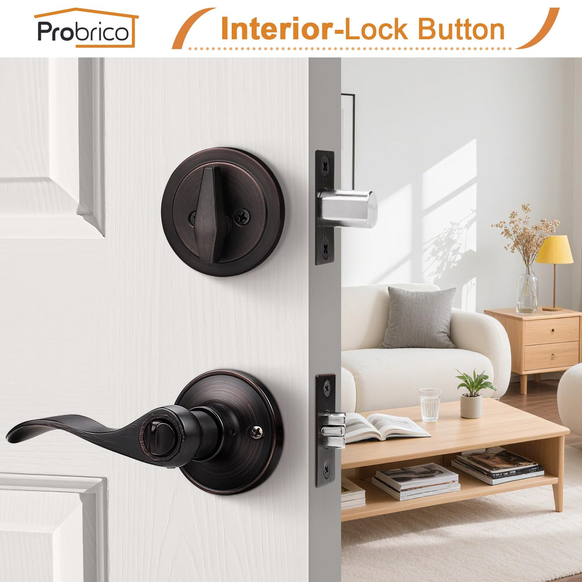 Exterior Door Lock Set Front Door Handle, Front Door Lock Keyed Alike Oil Rubbed Bronze, Exterior Door Handle with