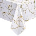 100% Waterproof Vinyl Tablecloth 54x78 Inch Rectangle, White Marble